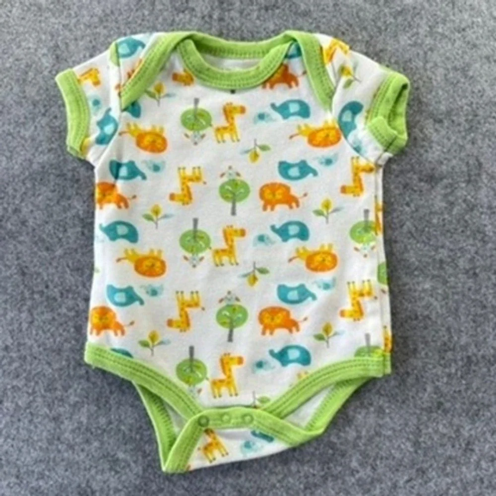 Vintage Adorable Weeplay Baby Bodysuit Lot 4pc Turtle Cow Bear Animal Print 0-9M